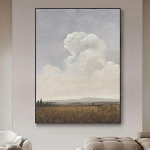 Peinture à l'huile 3D faite main paysage de village abstrait laminé et sans cadre