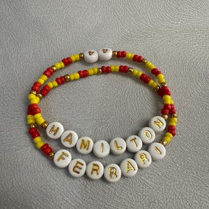 Handmade F1 Beaded Bracelet Set: Custom Driver Name & Team Colors