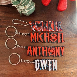 Spider-Man Keychains | Spider-Man Inspired | Spiderverse | Party Bag Fillers | Name Tag | Loot Bag | Lunchbox ID | 3D Printed Tag | Gwen