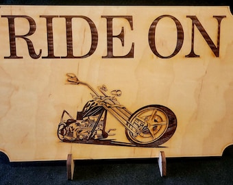 MOTORCYCLE-CHOPPER Laser engraved wood Plaque | Vintage | Wall Hanging | Art | Artwork | Wall Art | Gift | Garage | Man Cave | Harley | S&S|