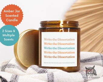 Write the Dissertation Scented Candle in an Amber Jar