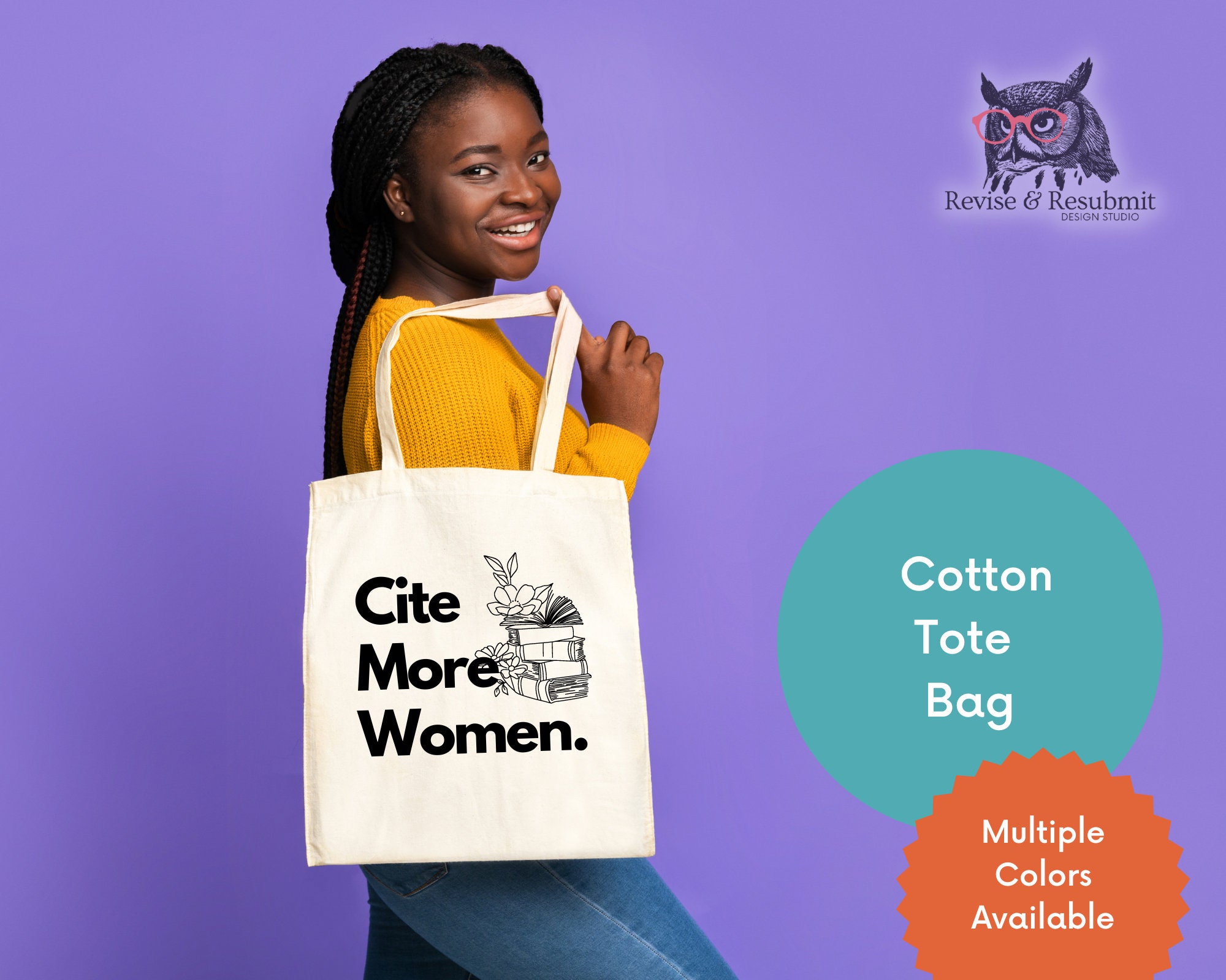 Cite More Women Tote Bag Flower Gift for Scholar of Color 