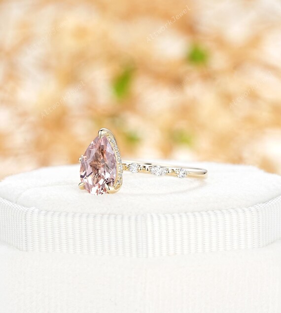 pink morganite engagement peach colored engagement rings