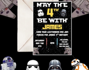Invitación de cumpleaños de Star Wars, Invitación de cumpleaños para niño, Invitación de cumpleaños para niño, Invitación del Día de Star Wars