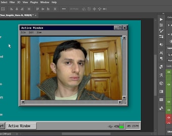 Mockup Windows 95 personalizzabile modificabile - Cornice per foto in stile retrò