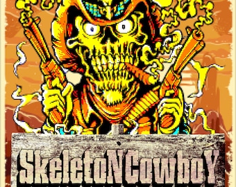 Poster pixel art di Skeleton Cowboy