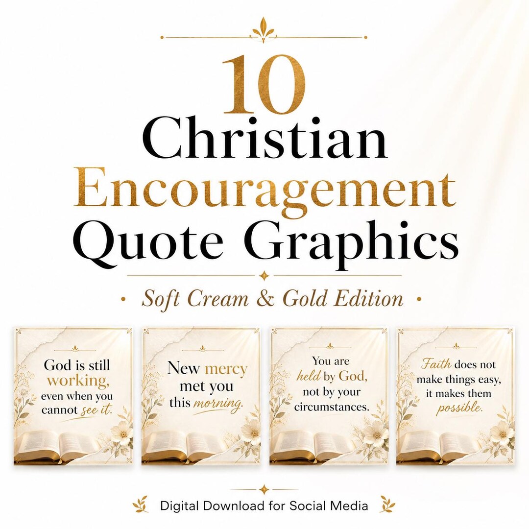 10 Christian Encouragement Quote Graphics, Soft Cream Gold (digital ...