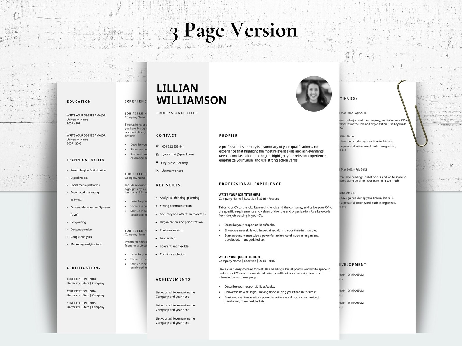 Clean Resume Template for Mac Pages Minimalist CV Template With Cover ...