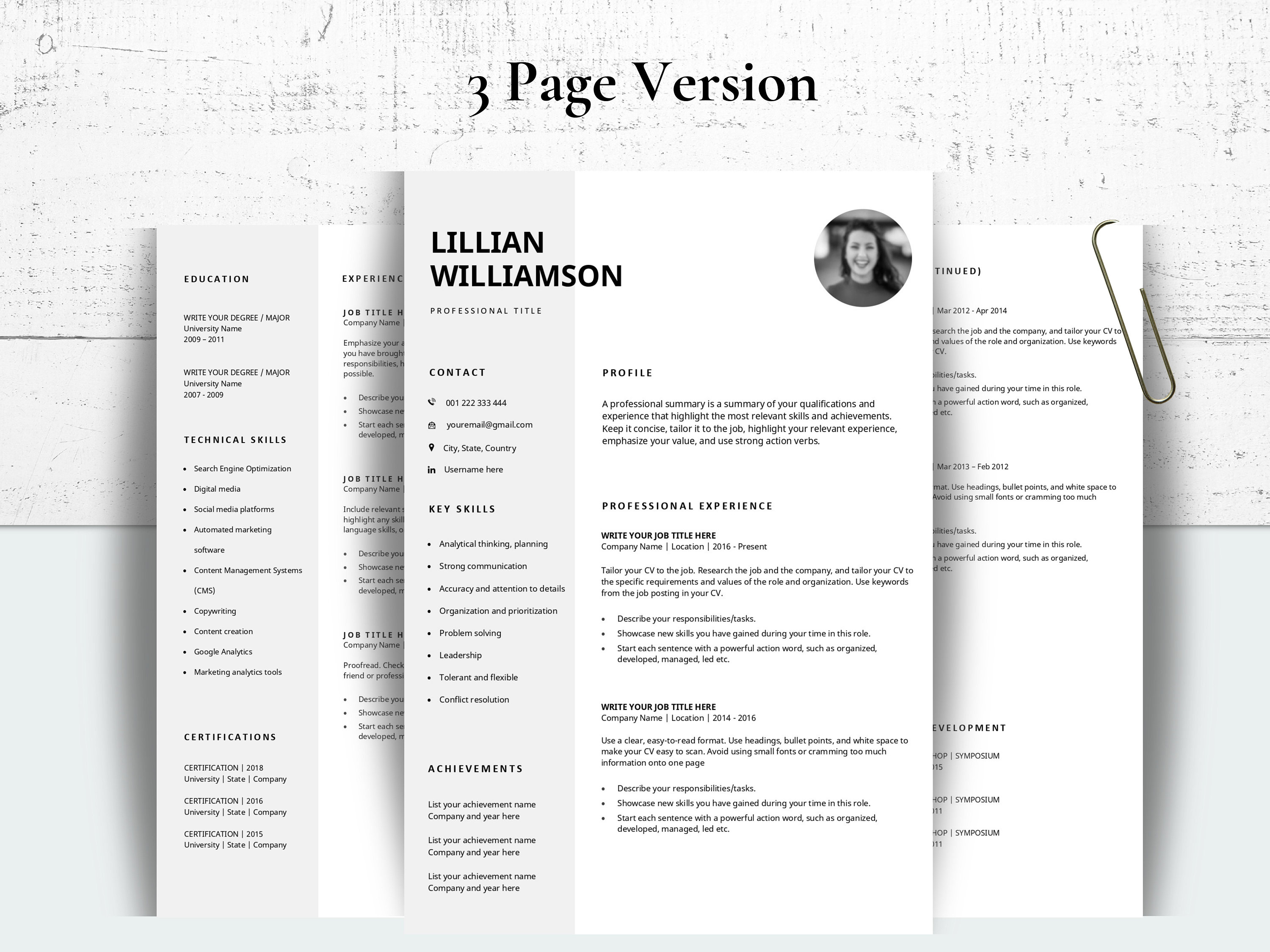 Clean Resume Template for Mac Pages Minimalist CV Template With Cover ...