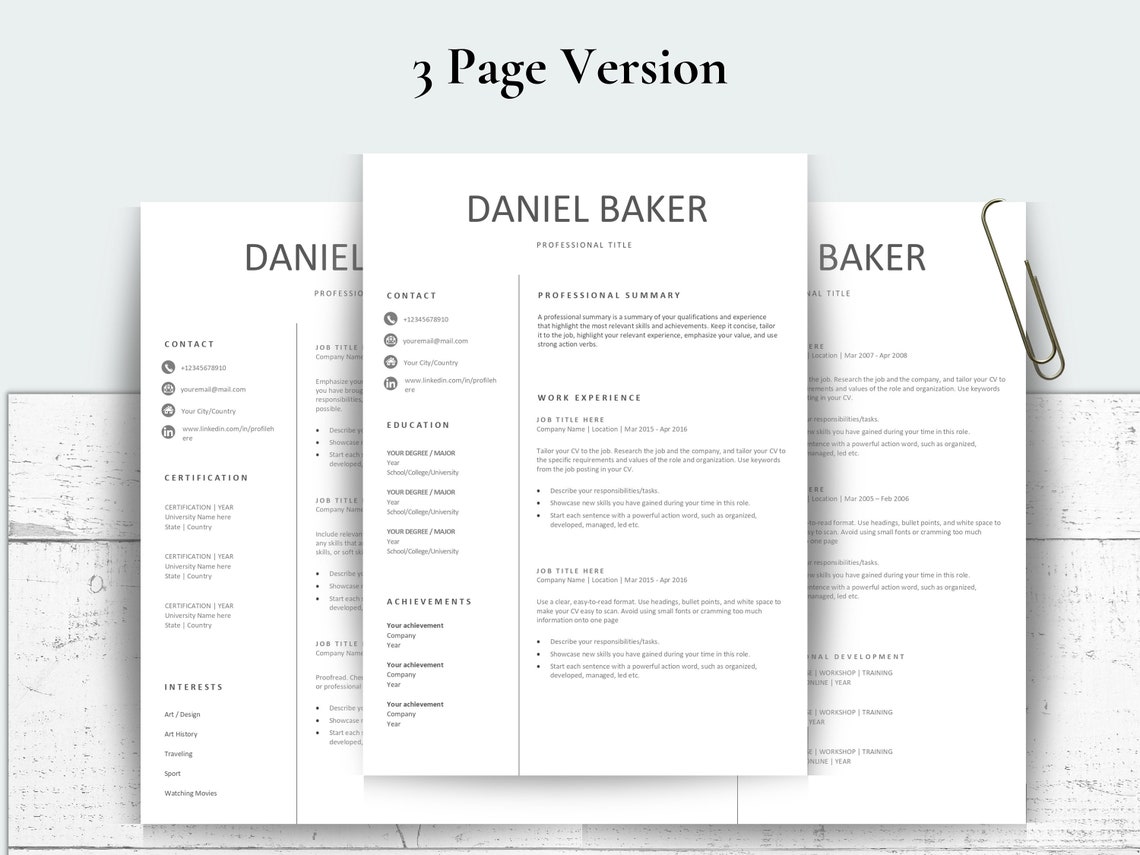 Minimalist ATS CV Template, ATS Resume, Modern Executive Resume ...