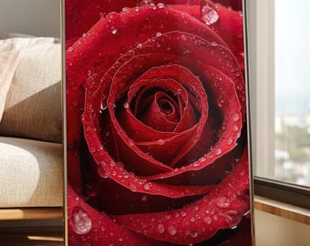 Arte mural de rosas rojas: Decoración floral moderna (descarga digital)