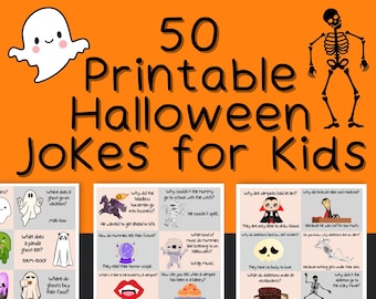 50 Printable Halloween Jokes Lunchbag Cards For Kids, Instant Download Kids Joke Cards, Digital Download Joke/Riddle Cards for Kids Lunches