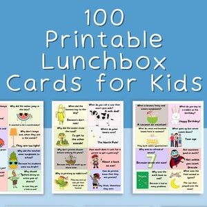 100 cartes imprimables de sac à lunch de plaisanterie pour des enfants, cartes de plaisanterie d'enfants de téléchargement instantané, cartes d'énigme pour des déjeuners d'enfants, blagues de téléchargement numérique pour des enfants