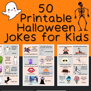 50 cartes imprimables de sac à lunch de blagues d’Halloween pour les enfants, cartes de blague pour enfants à téléchargement instantané, cartes de blague/énigme à téléchargement numérique pour les déjeuners d’enfants