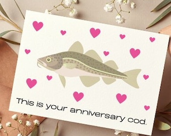 PRINTABLE Anniversary Card, Digital Download Anniversary Greeting Card, Funny Anniversary Card, Funny Fish Card For Him/For Her 7x5 6x4 PDF