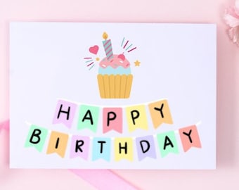 PRINTABLE Birthday Card, Digital Download Birthday Card, Funny Printable Cards for Friends, Cartoon Kids Birthday Greeting Card 7x5 6x4 PDF