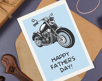 PRINTABLE Father's Day Card, Digital Download Father's Day Greeting Card, Funny Father's Day Card For Dad, Motorcycle Father's Day Card