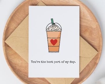 PRINTABLE Coffee Card, Digital Download Valentine's Day Card, Funny Anniversary Card Couple's Card For Him/For Her, Iced Coffee Card PDF