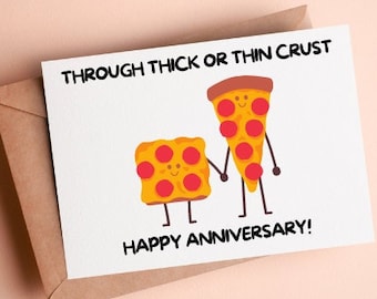 PRINTABLE Card, Digital Download Couple&#39;s Card, Cute Funny Pizza Valentine&#39;s Day Card For Him/For Her, 7x5 6x4 PDF
