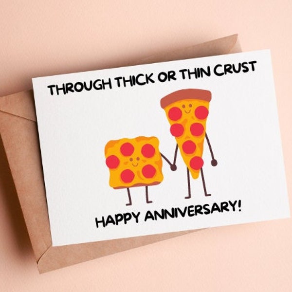 PRINTABLE Anniversary Card, Digital Download Couple's Card, Cute Funny Pizza Anniversary Card For Him/For Her, 7x5 6x4 PDF