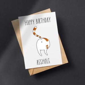 DRUCKBARE lustige Geburtstagskarte, digitaler Download Geburtstagskarte für Erwachsene, unhöfliche Katze Geburtstagskarte, lustige Geburtstagskarte für ihn 5x7 4x6 PDF