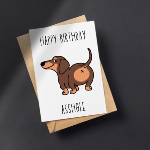 PRINTABLE Funny Birthday Card, Digital Download Adult Birthday Card, Rude Dog Birthday Card,  Funny Birthday Card For Him  5x7 4x6 PDF