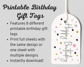 DRUCKBARE Happy Birthday Geschenkanhänger, Sofortiger Download Geburtstag Geschenkanhänger für Freunde, Familie, Kinder, Geburtstag druckbare Geschenkanhänger PDF