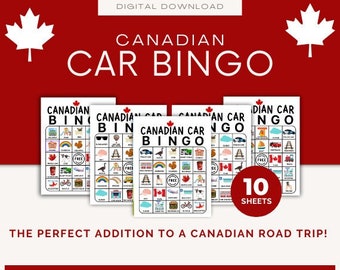 Canadian Car Bingo Printable, Digital Download Canada Scavenger Hunt for Kids, Canadian Road Trip Bingo for Children, Auto Bingo Car Games