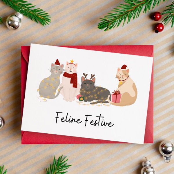 PRINTABLE Funny Christmas Card, Digital Download Christmas Card, Christmas Card For Husband/Boyfriend, Printable Cat Christmas Cards PDF
