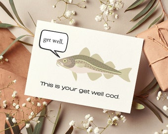 PRINTABLE Get Well Card, Digital Download Get Well Card, Funny Cod Get Well Card For Him/For Her, 7x5 6x4 PDF