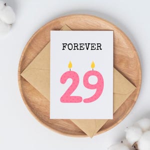 Cartão de aniversário Millennial PARA IMPRIMIR, download digital de cartão de aniversário de 30 anos, cartão de aniversário engraçado, cartão de aniversário engraçado Forever 29 para ela 5x7 4x6