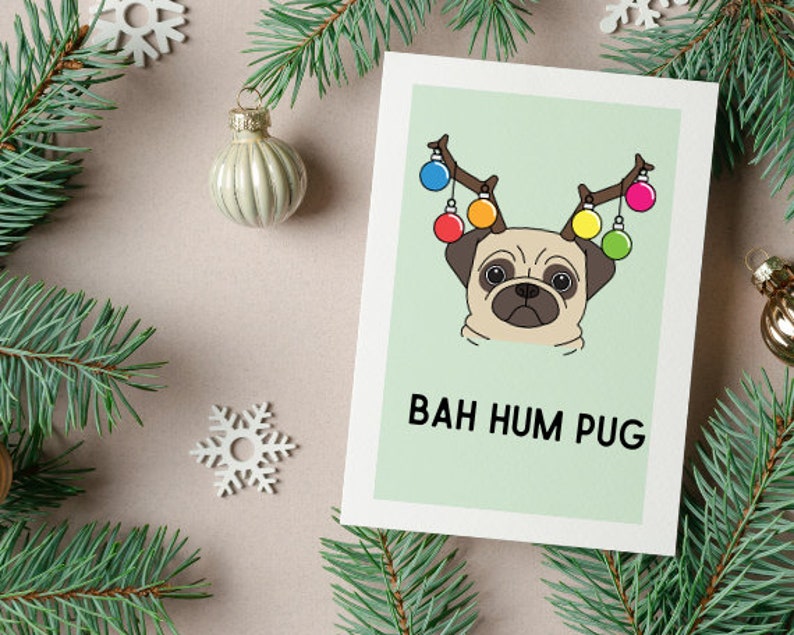 PRINTABLE Funny Christmas Card, Digital Download Pug Christmas Card ...