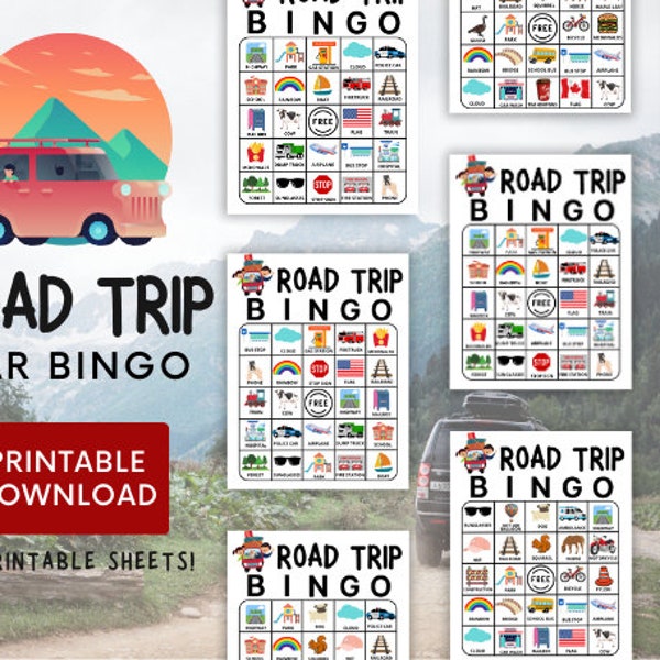 Road Trip Car Bingo Printable, Digital Download Car Scavenger Hunt for Kids, Road Trip Activities for Children, Car Games, Auto Bingo PDF