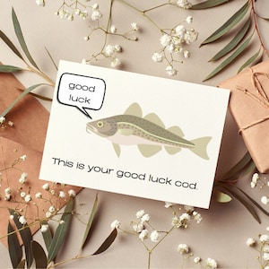 Tarjeta de buena suerte IMPRIMIBLE, Tarjeta de jubilación de descarga digital, Tarjeta de buena suerte divertida, Tarjeta de pescado divertida para él/para ella 7x5 6x4 PDF