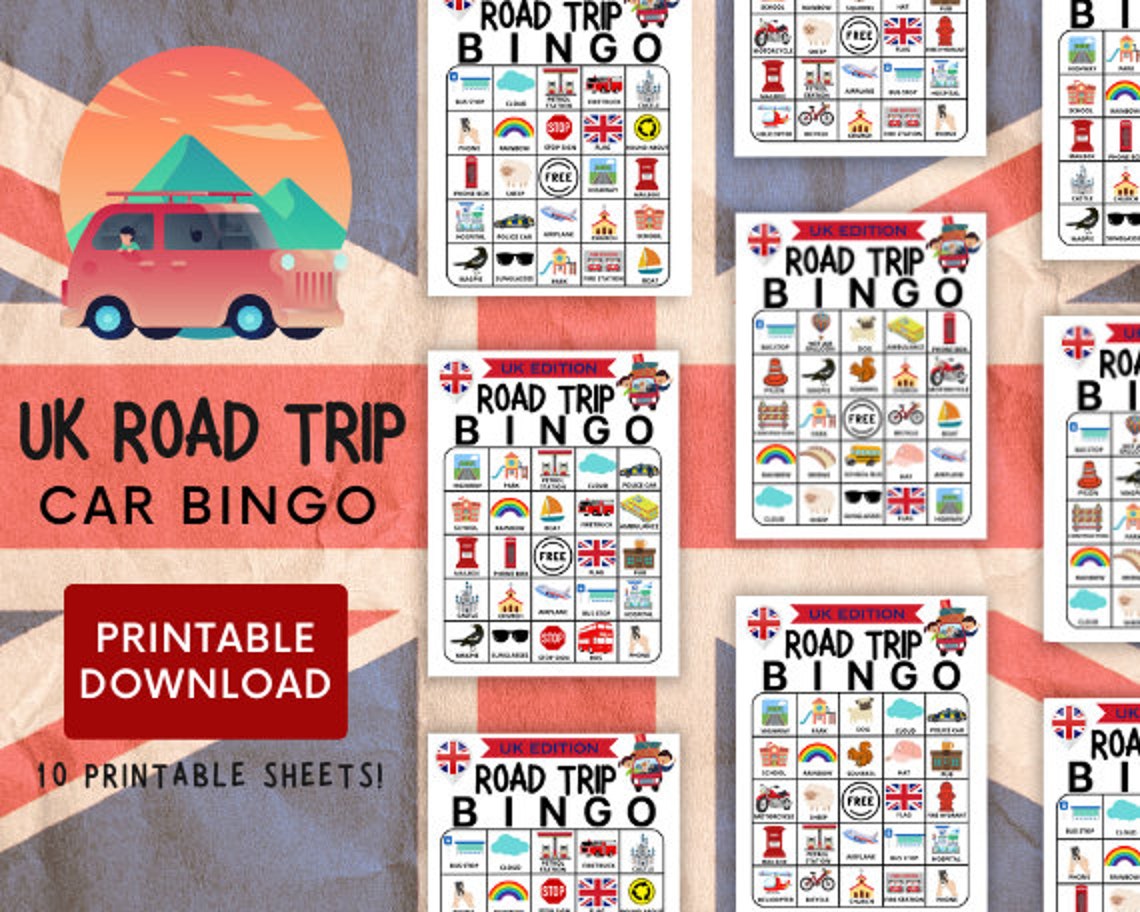 UK Road Trip Bingo Printable, Digital Download Auto Bingo, Car Activity ...