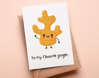 PRINTABLE Favorite Ginger Card, Digital Download Cute Anniversary Card, Birthday Card For Redheads Him/For Her, Ginger Valentines Day Card