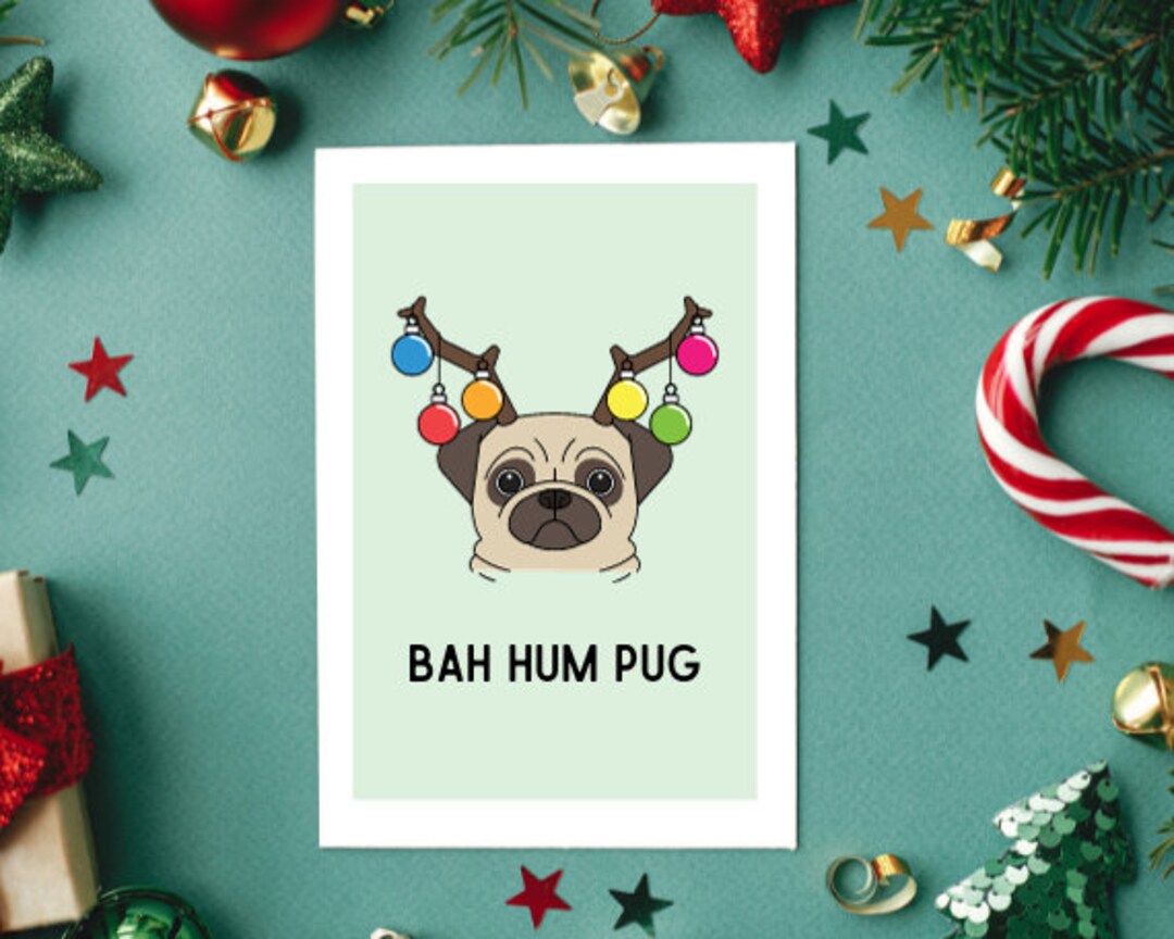PRINTABLE Funny Christmas Card, Digital Download Pug Christmas Card ...
