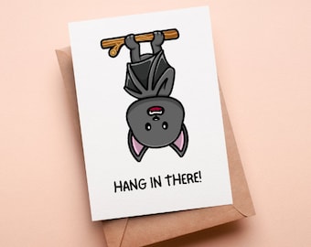 PRINTABLE Funny Hang in There Card, Digital Download Encouragement Card, Digital Get Well Card, Funny Bat Card, 5x7 4x6 PDF