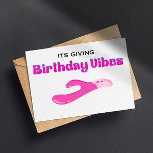 PRINTABLE Funny Birthday Card, Digital Download Birthday Card, Rude Birthday Card, It&#39;s Giving Birthday Vibes Card, Adult Birthday Card