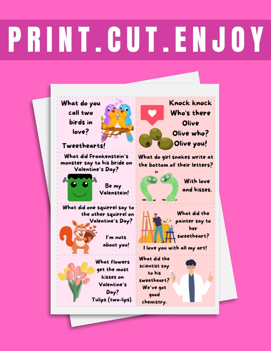 24 Printable Kids Valentine's Day Jokes, Kids Valentine's Day Lunch Bag Joke Cards, Downloadable ...