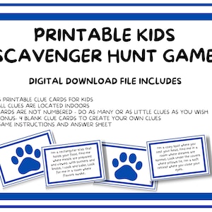 AFDRUKBARE speurtochtspellen voor kinderen, Blues Clues geïnspireerd aanwijzingsspel, digitale download kinderspellen, kinderen schattenjacht afdrukbare spellen
