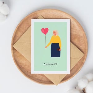 Carte d'anniversaire du millénaire à imprimer, téléchargement numérique, carte d'anniversaire 30, carte d'anniversaire drôle, carte d'anniversaire drôle pour toujours 29 pour elle 5 x 7 4 x 6