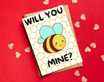 PRINTABLE Valentine's Day Card, Digital Download Valentine's Day Card, Cute Bee Valentines Card For Him/For Her, 5x7 4x6 PDF