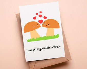 PRINTABLE Anniversary Card, Digital Download Valentine's Day Card, Cute Mushroom Couple's Card For Him/For Her, 5x7 4x6 PDF