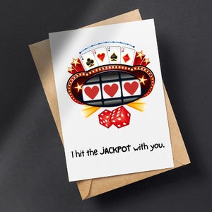 Carta di anniversario STAMPABILE, Download digitale Carta di San Valentino, Carta di coppia Jackpot del casinò d'azzardo per lui/per lei, 5x7 4x6 PDF