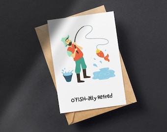 Tarjeta de jubilación de pesca divertida IMPRIMIBLE para compañero de trabajo o jefe, tarjeta de despedida de descarga digital, descarga instantánea de tarjeta de pescador retirado 5x7 4x6