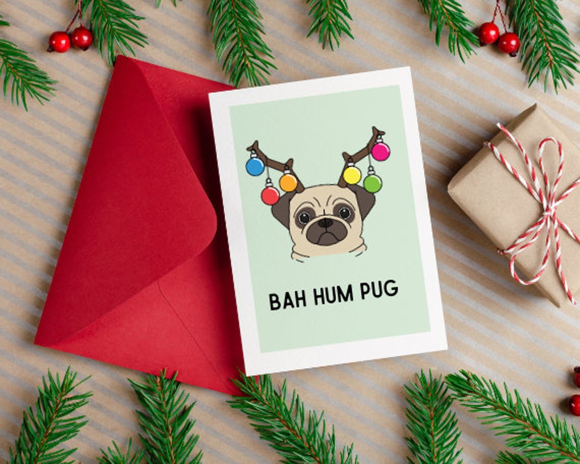 PRINTABLE Funny Christmas Card, Digital Download Pug Christmas Card ...