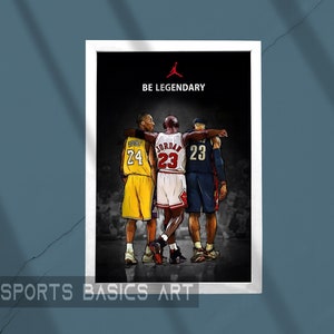 Jordan LeBron Honoring Kobe Poster NBA Legends Canvas Poster Wall