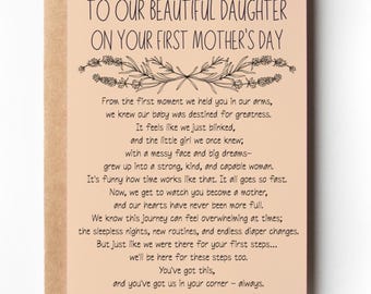Happy 1st Mother's Day| For My Beautiful Daughter | First Mother's Day Sentimental Keepsake Card Mama, Mom, Mother's Day Gift for Daughter