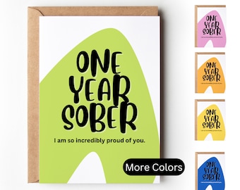 One Year Sober Recovery Card | Sobriety Card | Sober Anniversary | Sober Milestone | Recovery Support | Card for Loved One in Recovery